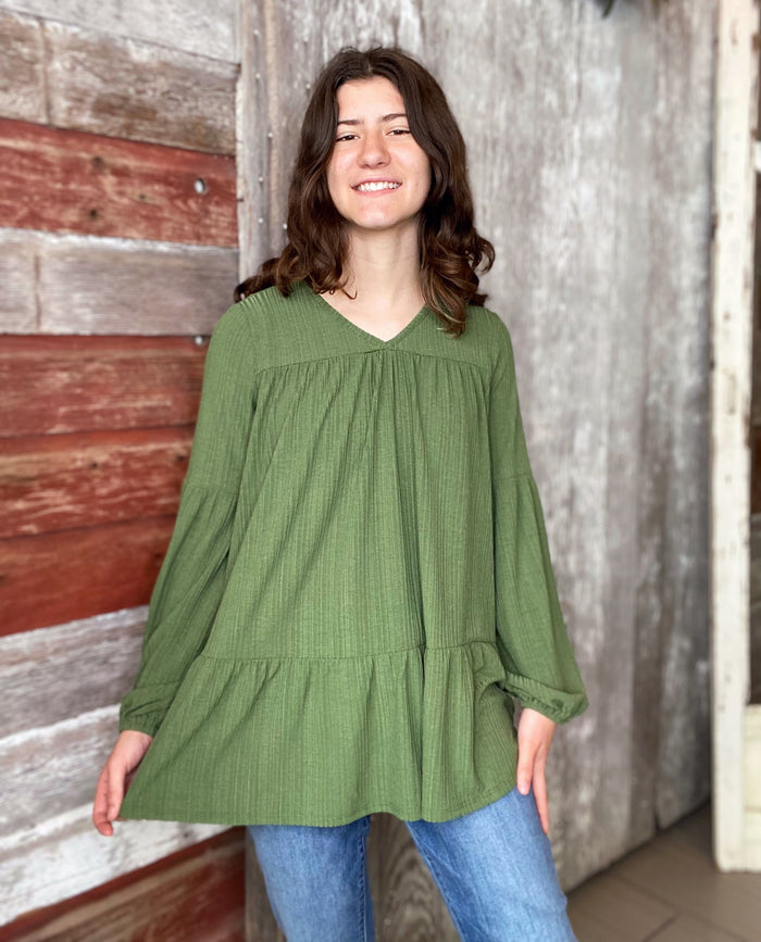 Olive Tunic Tiered Top