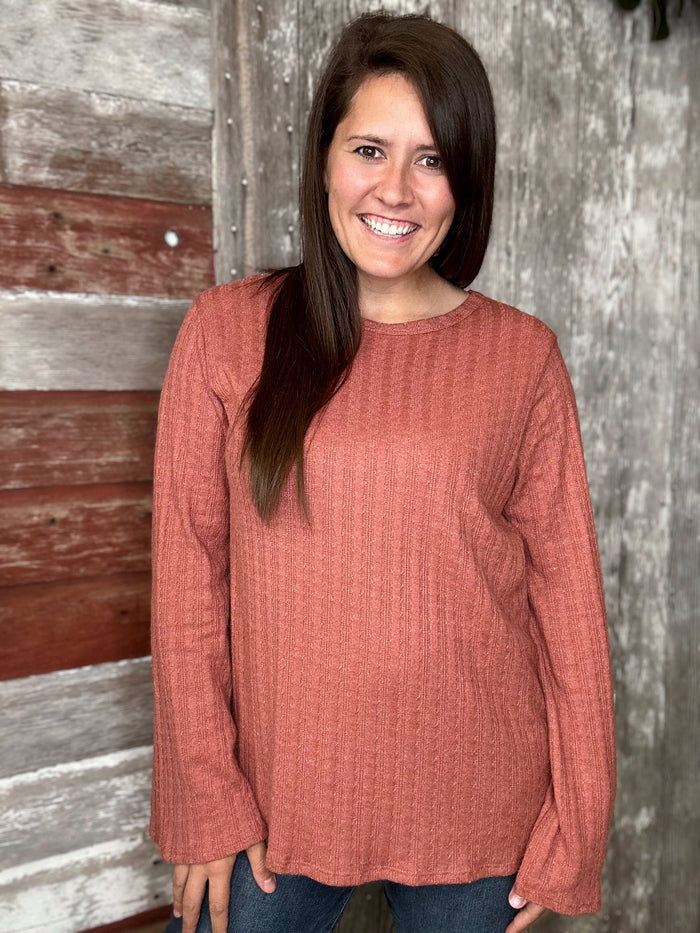 Textured Long Sleeve Top (Two Colors)