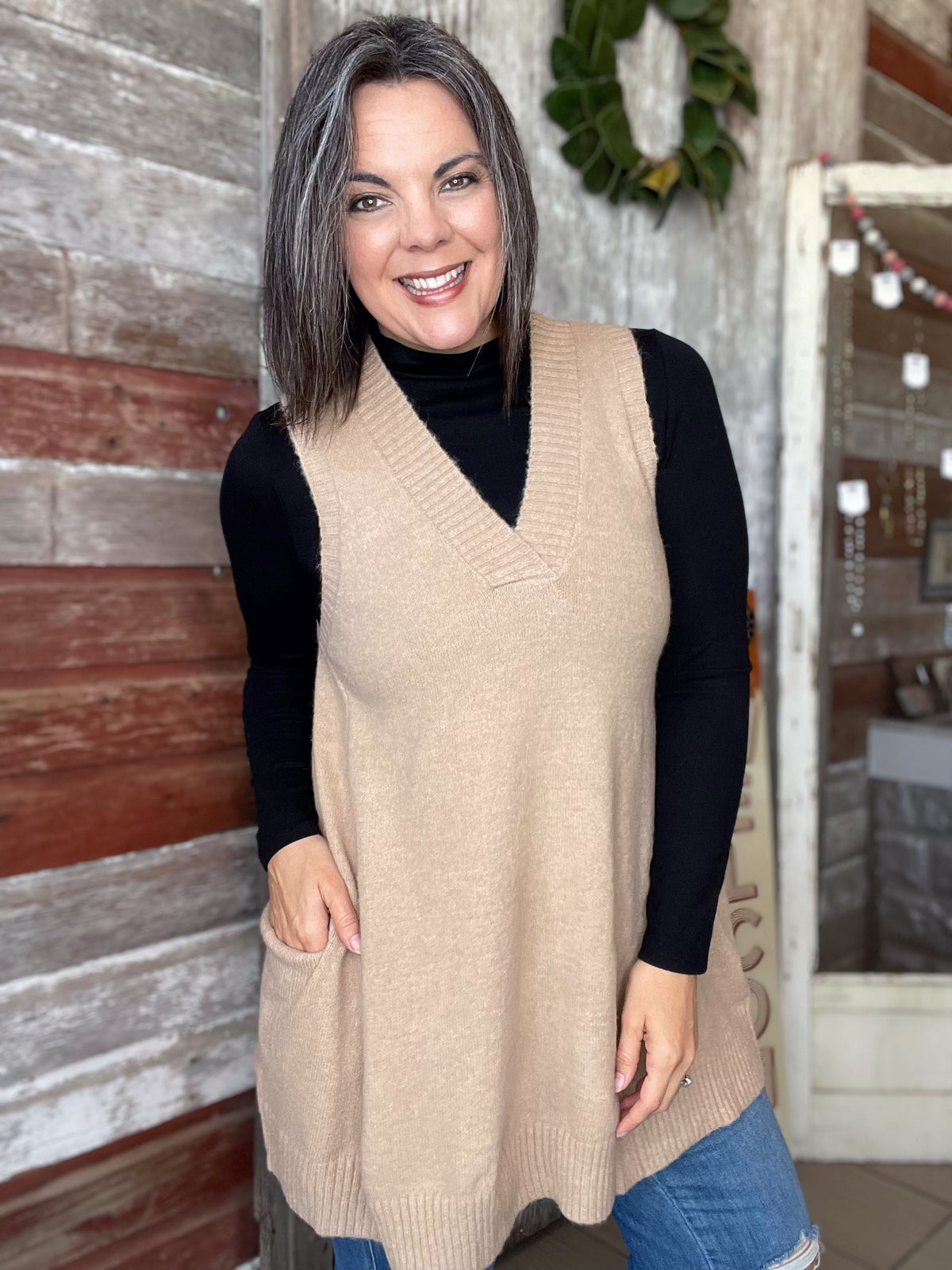 Oversized Sweater Vest Tunic