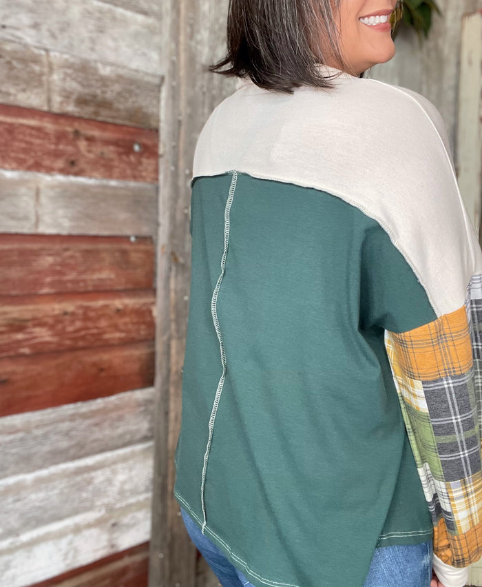 Hunter Green Plaid Sleeved Top