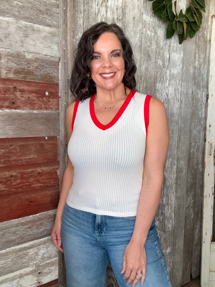 V Neck Color Block Tank