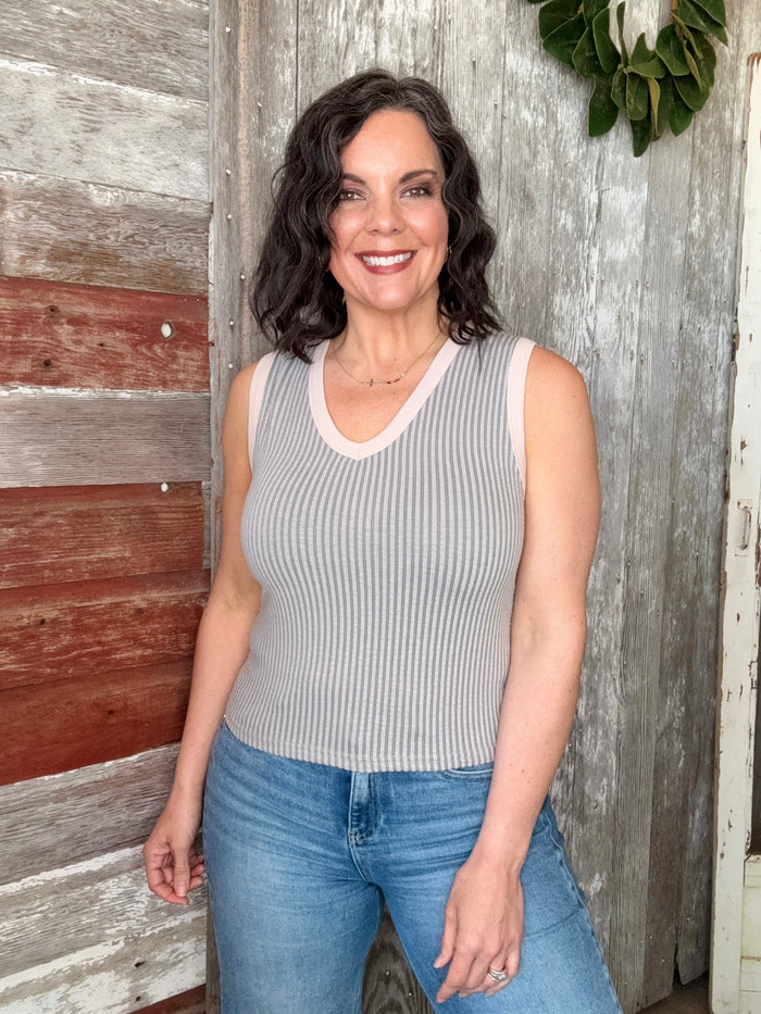 V Neck Color Block Tank