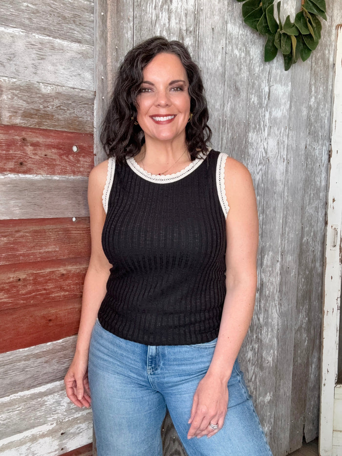 Black Lace Trimmed Tank