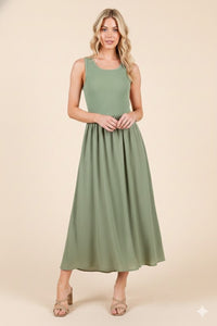 Sage Sleeveless Midi Dress