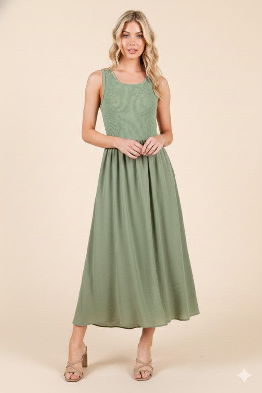 Sage Sleeveless Midi Dress