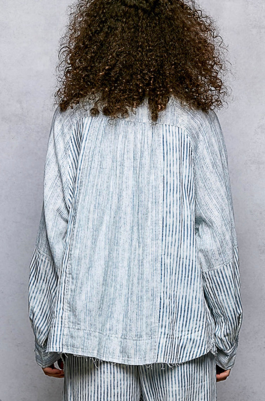 Blue Striped Oversized Shacket