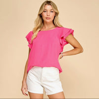 Ruffled Short Sleeve Blouse