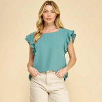 Ruffled Short Sleeve Blouse