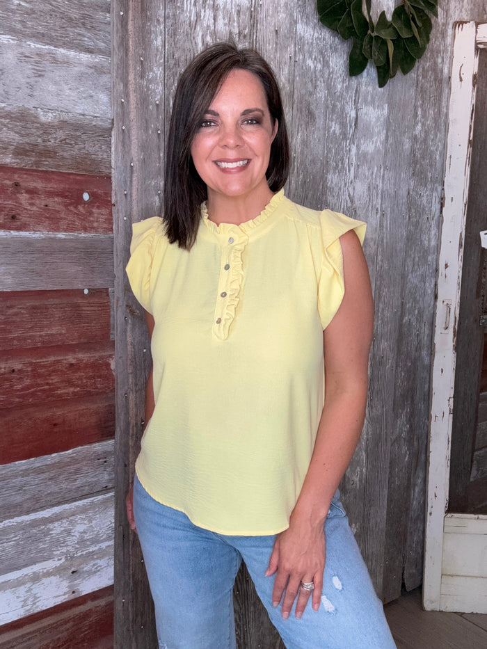 Button Detailed Capped Sleeve Blouse
