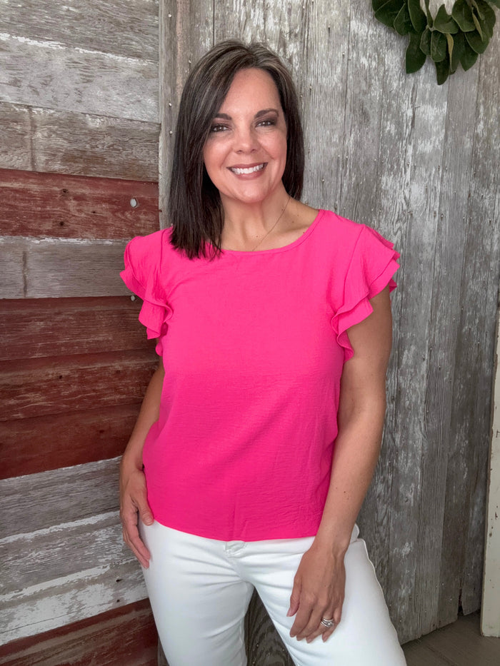 Ruffled Short Sleeve Blouse