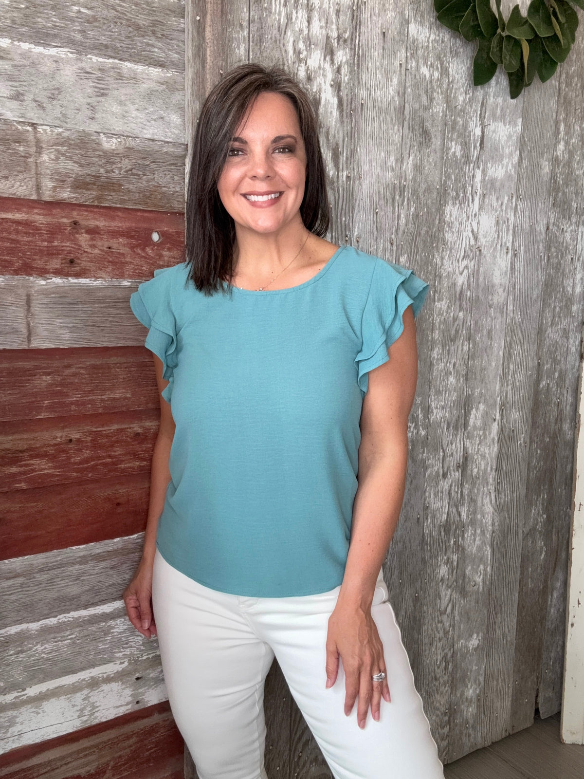 Ruffled Short Sleeve Blouse