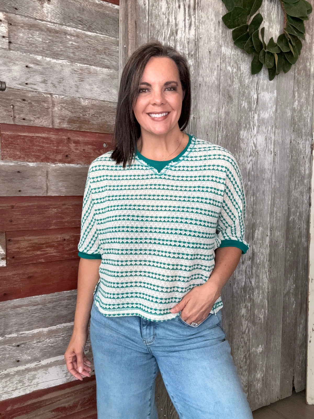 Textured Striped Knit Top