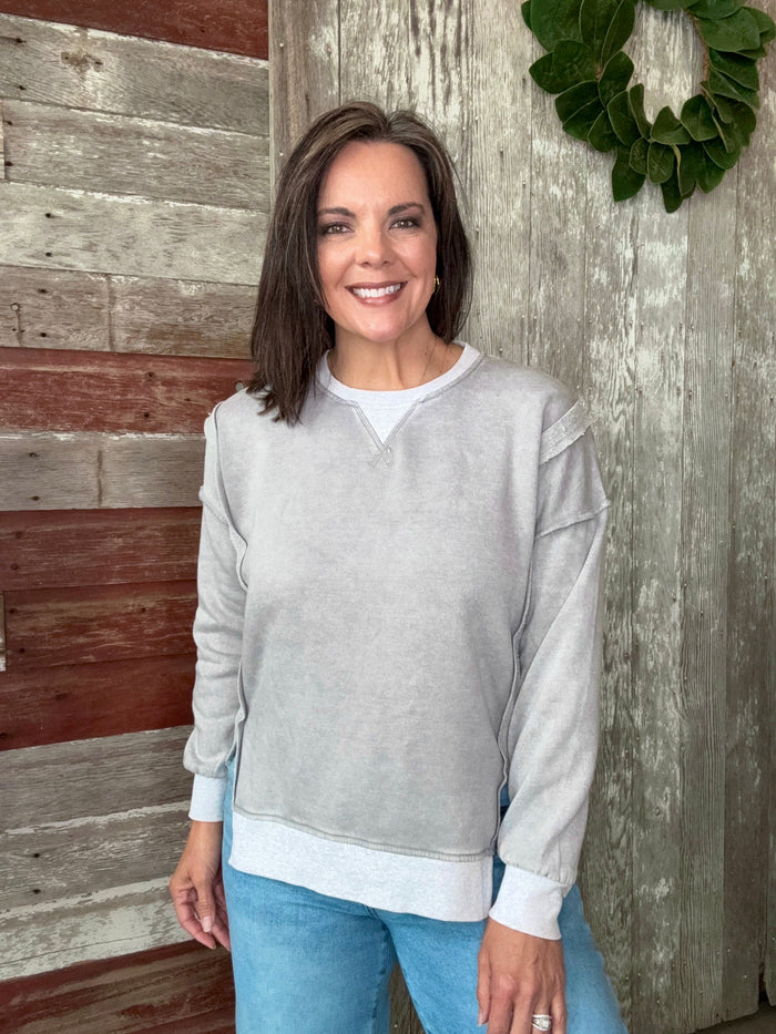Fleece Acid Washed Pullover