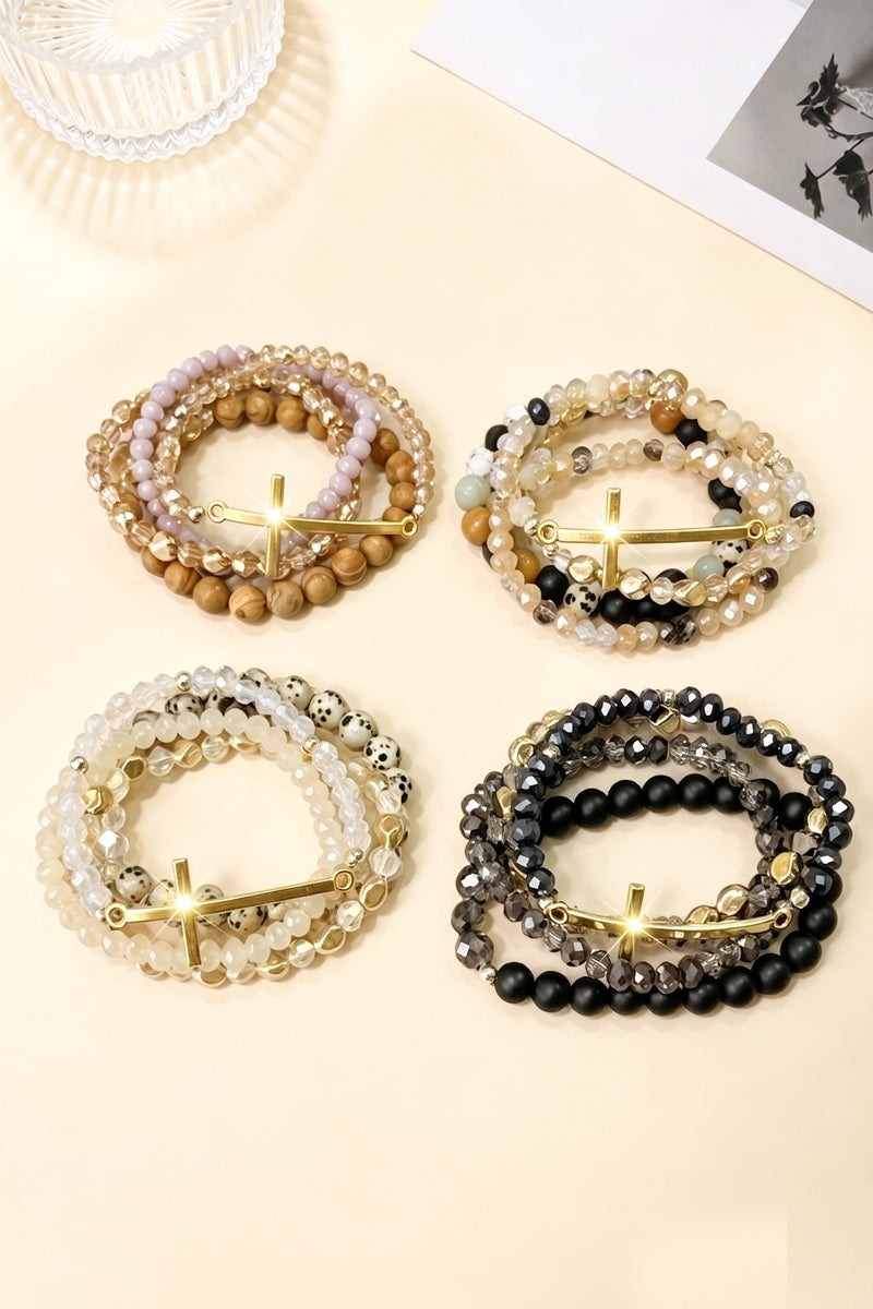 Cross Stackable Beaded Bracelet