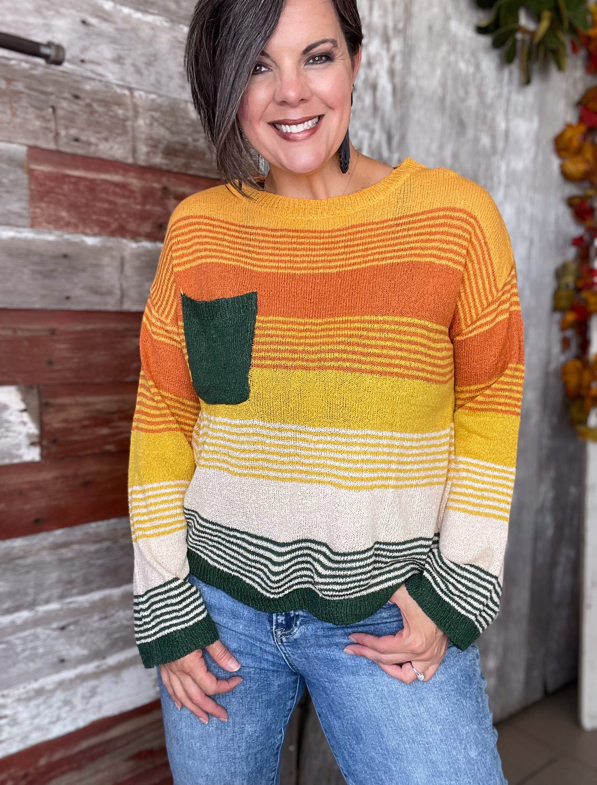 Sunset Color Block Sweater Top