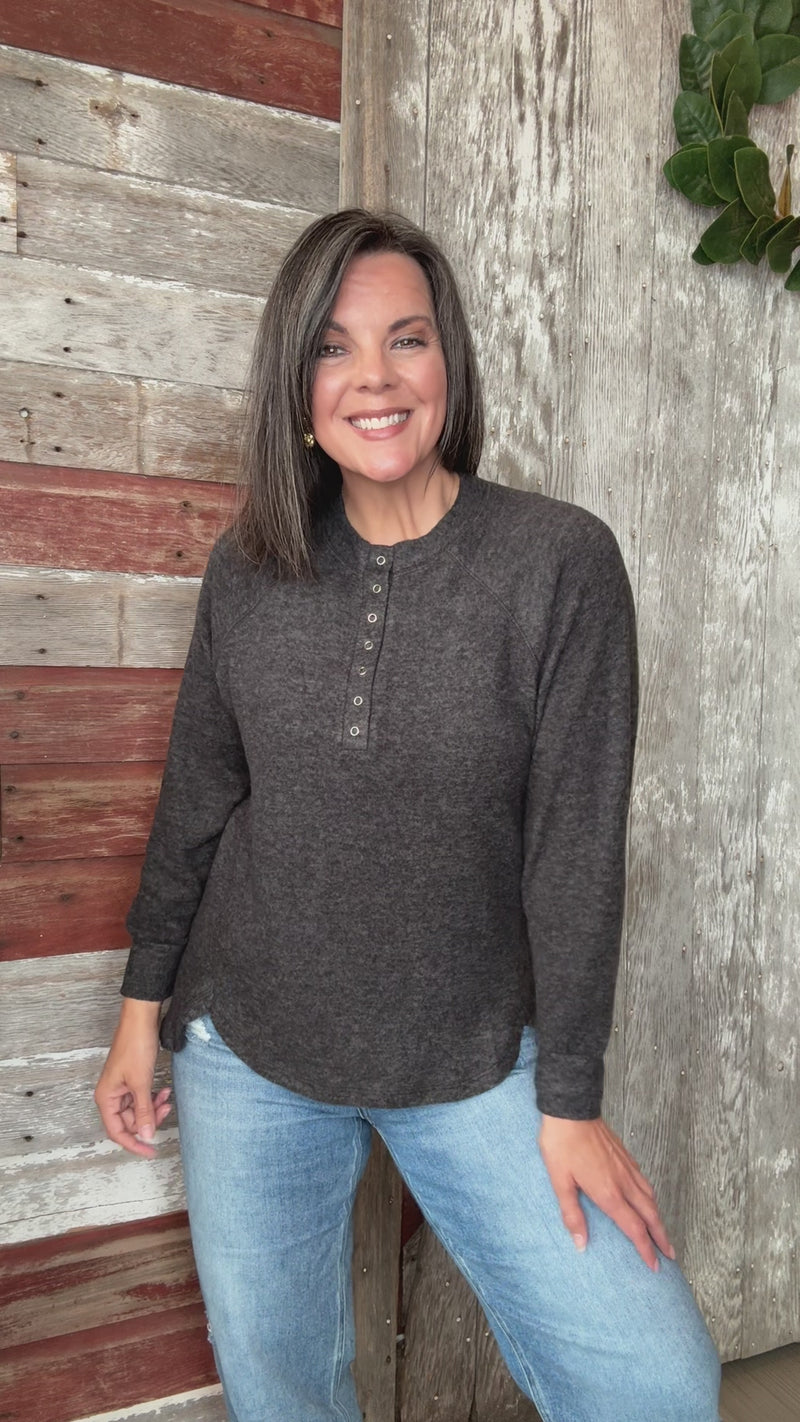 Brushed Melange Henley Sweater