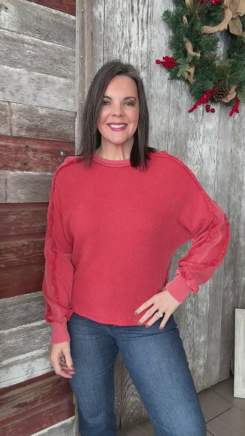 Poppy Seed Textured Thermal Knit Top