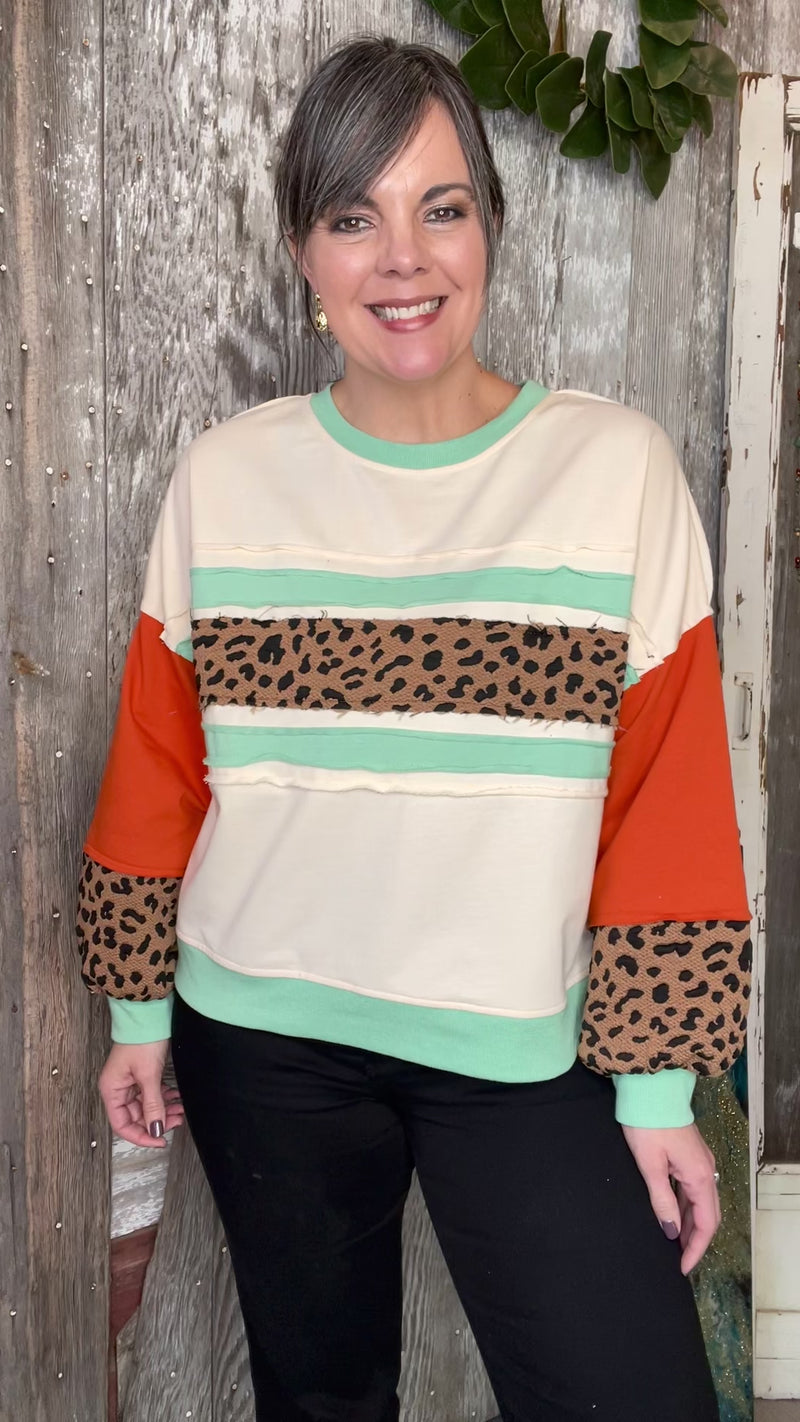 Vanilla Leopard Patch Pullover