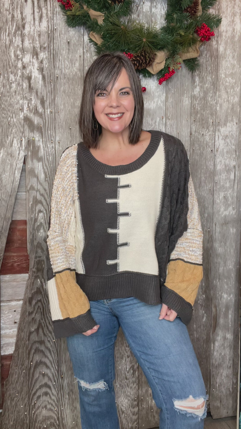 Charcoal Multi Patterned Sweater