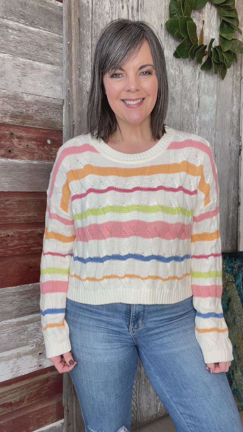 Rainbow Cable Knit Sweater