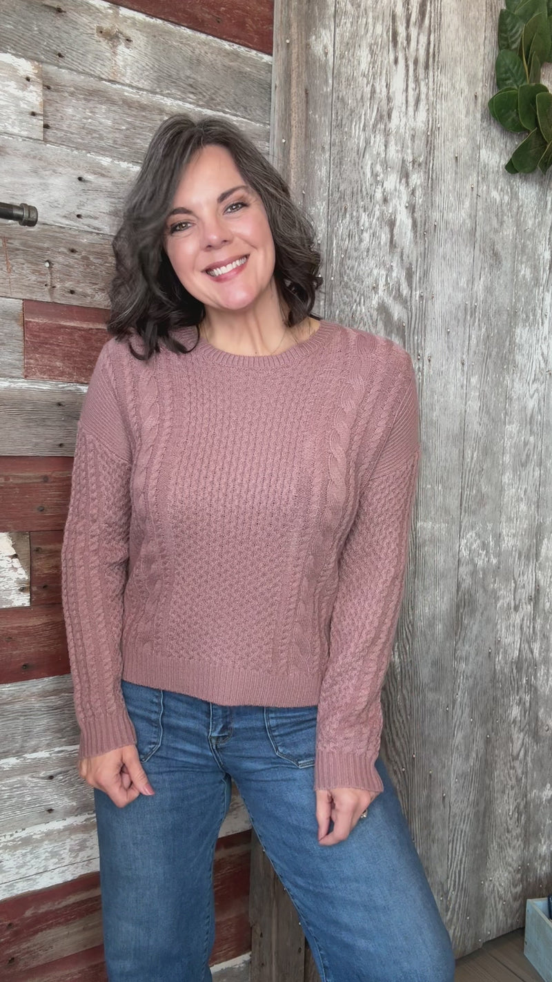 Red Bean Cable Knit Sweater