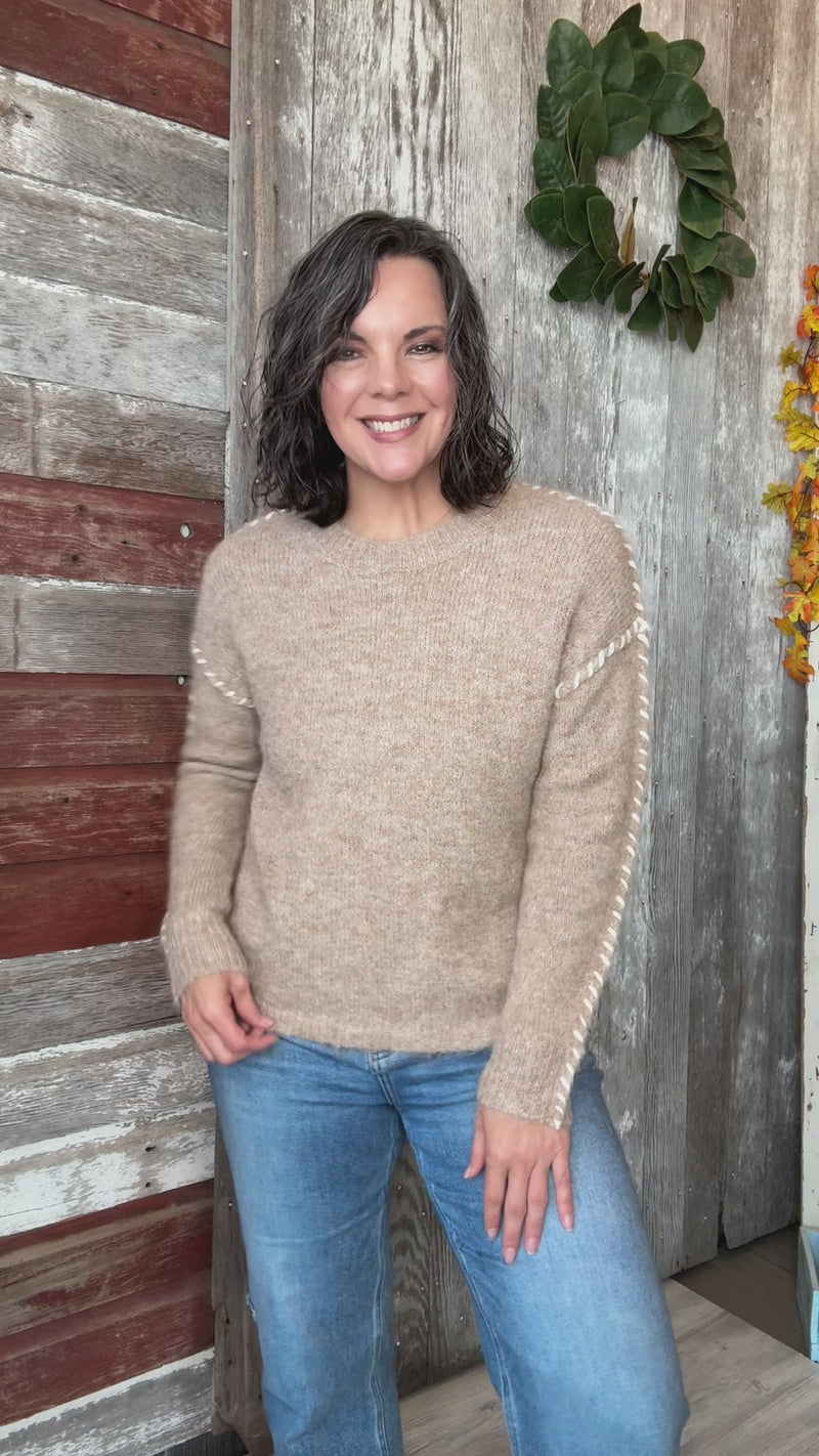 Stitched Knit Sweater