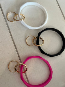 Silicone Keychain With Gold Rings